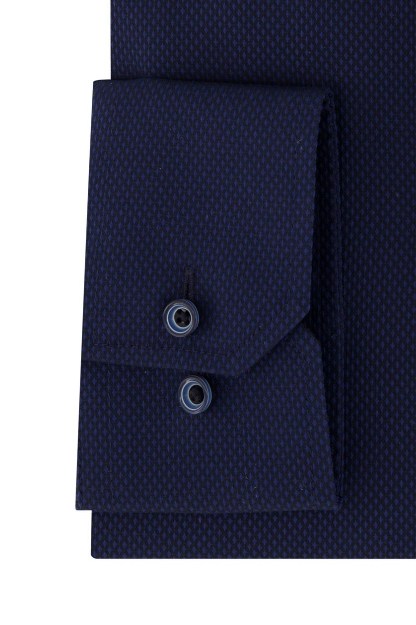 Eterna overhemd mouwlengte 7 strijkvrij Comfort Fit donkerblauw geprint katoen wijde fit