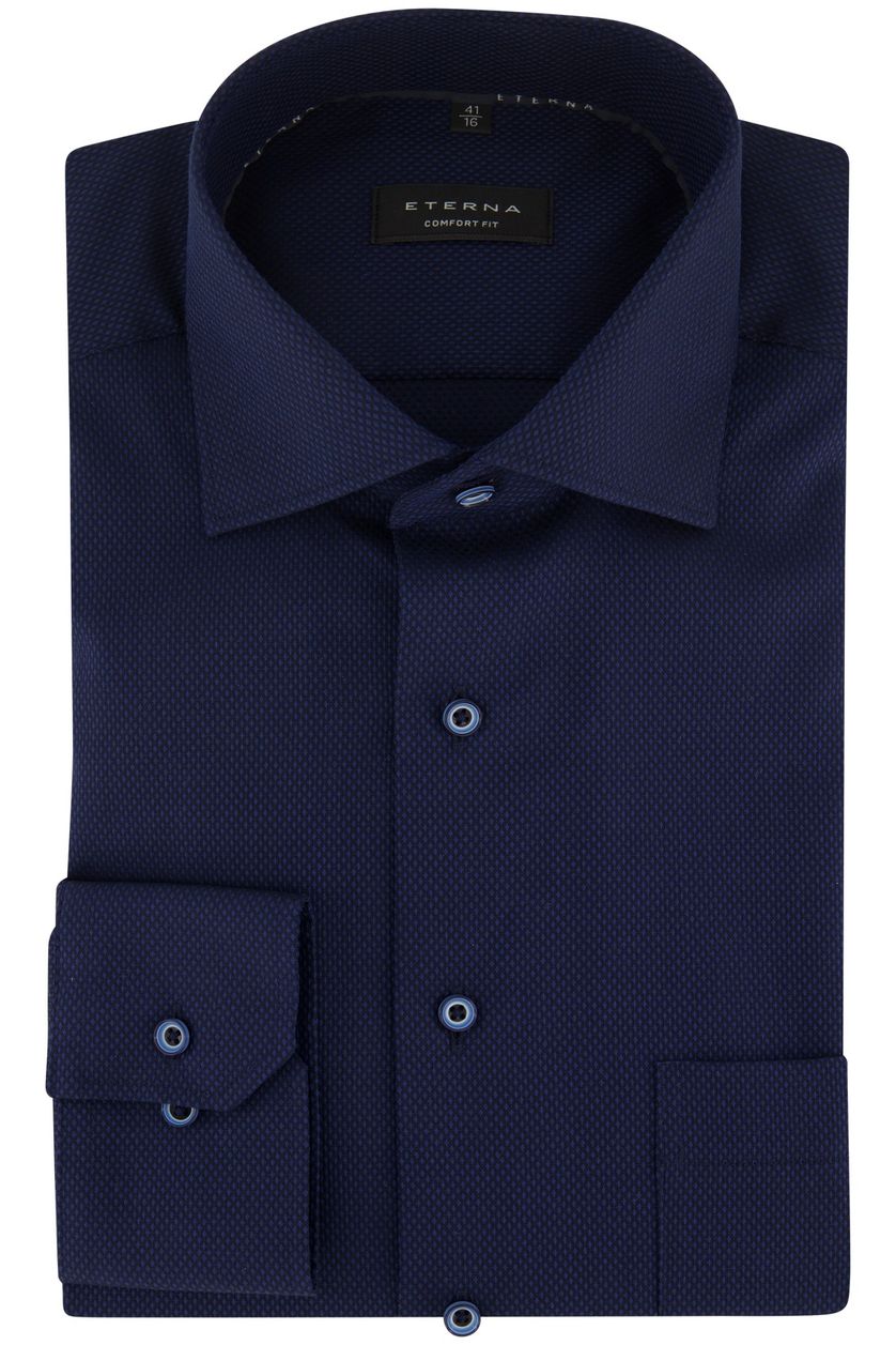 Eterna business overhemd Comfort Fit donkerblauw geprint katoen wijde fit