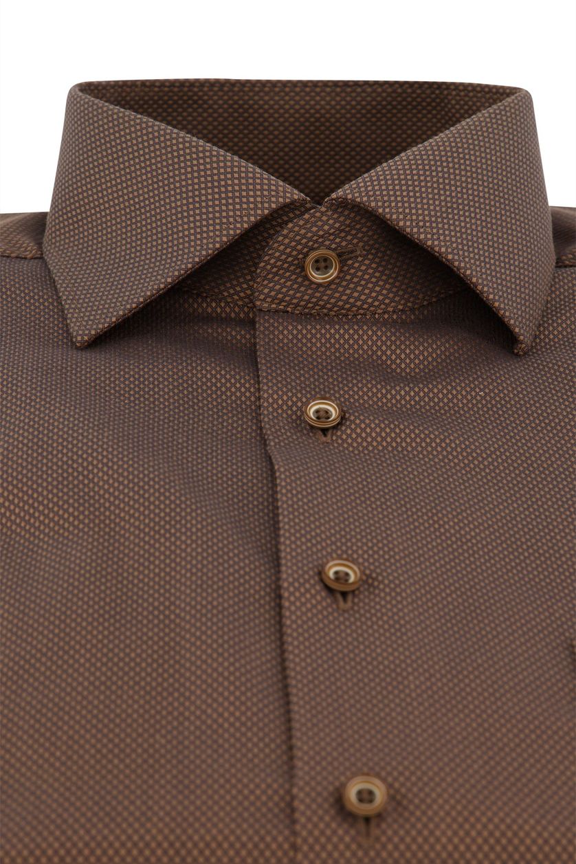 Eterna casual overhemd Comfort Fit bruin geprint katoen wijde fit