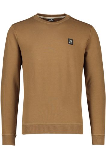 sweater Vanguard bruin effen katoen ronde hals 