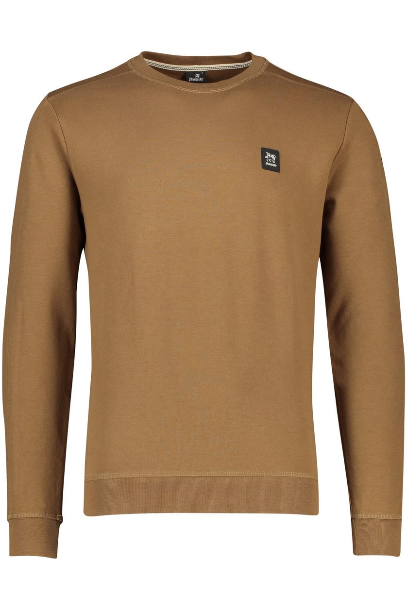 Vanguard sweater bruin effen katoen ronde hals 