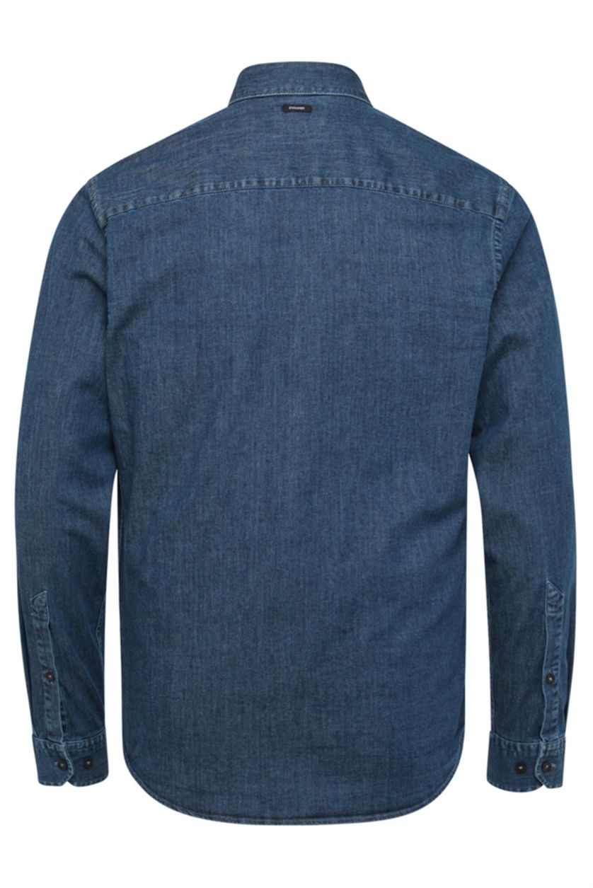 Vanguard casual overhemd blauw effen denim normale fit