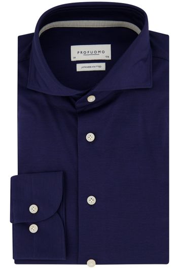 business overhemd Profuomo donkerblauw effen katoen slim fit 