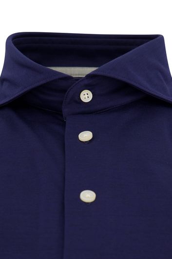 business overhemd Profuomo donkerblauw effen katoen slim fit 