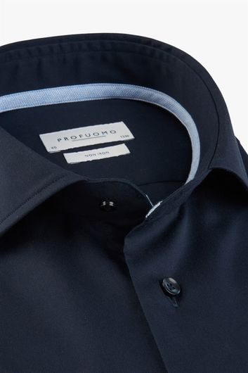 Profuomo business overhemd donkerblauw slim fit effen katoen