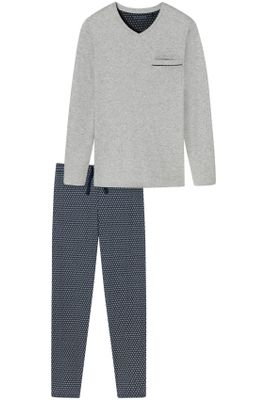 Schiesser Schiesser pyjama  geprint katoen grijs 