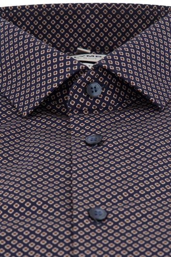 business overhemd Olymp  blauw geprint katoen extra slim fit 