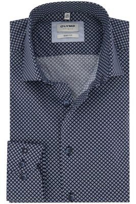 Olymp Olymp overhemd mouwlengte 7  extra slim fit donkerblauw geprint katoen