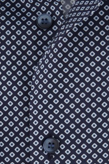 Olymp overhemd mouwlengte 7  extra slim fit donkerblauw geprint katoen