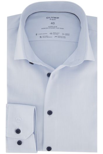 business overhemd Olymp No. 6 lichtblauw effen katoen super slim fit 