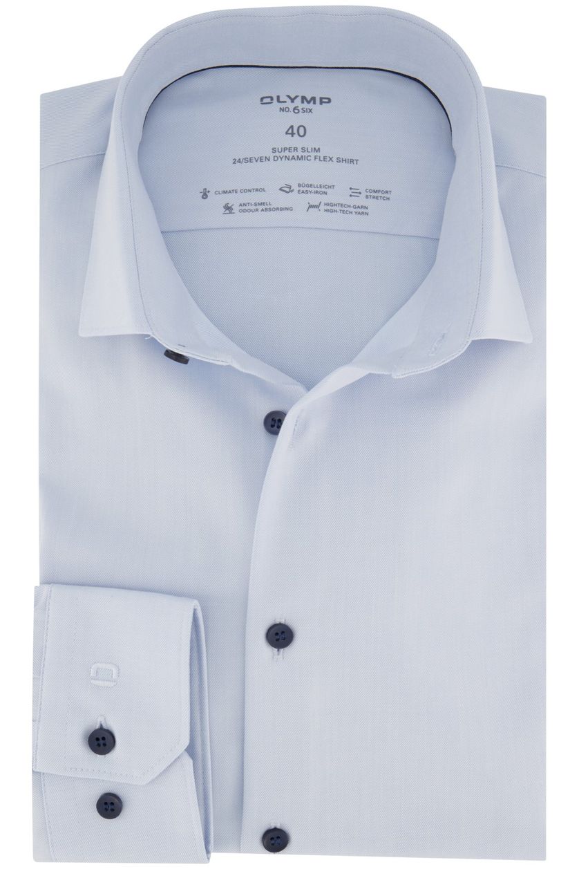 Olymp business overhemd No. 6 lichtblauw effen katoen super slim fit