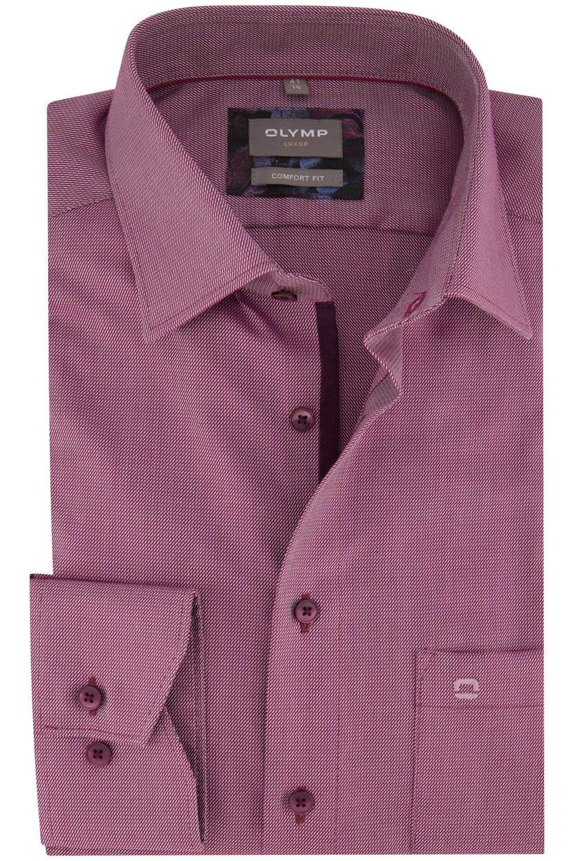 Olymp business overhemd Luxor Comfort Fit roze geprint katoen wijde fit