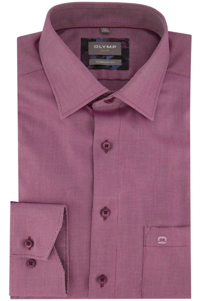Olymp business overhemd Luxor Comfort Fit roze geprint katoen wijde fit