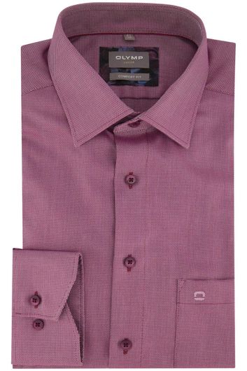 Olymp business overhemd Luxor Comfort Fit wijde fit roze geprint katoen