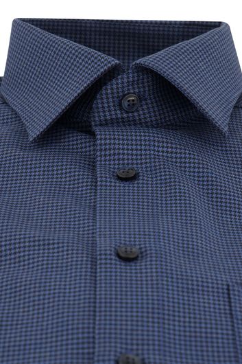 Olymp business overhemd Luxor Comfort Fit wijde fit donkerblauw geruit katoen