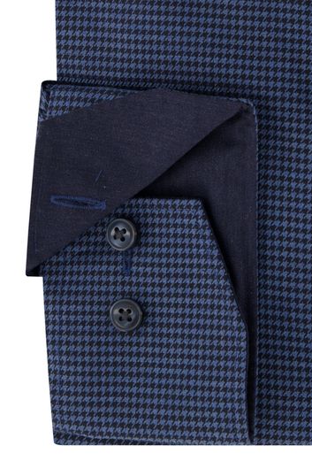 business overhemd Olymp Luxor Comfort Fit donkerblauw geruit katoen wijde fit 