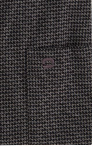 business overhemd Olymp Luxor Comfort Fit zwart geprint katoen wijde fit 