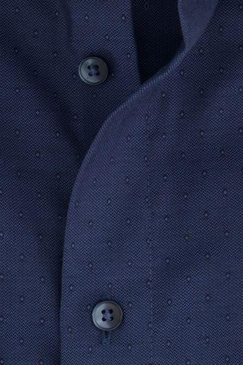 business overhemd Olymp  donkerblauw effen katoen wijde fit 