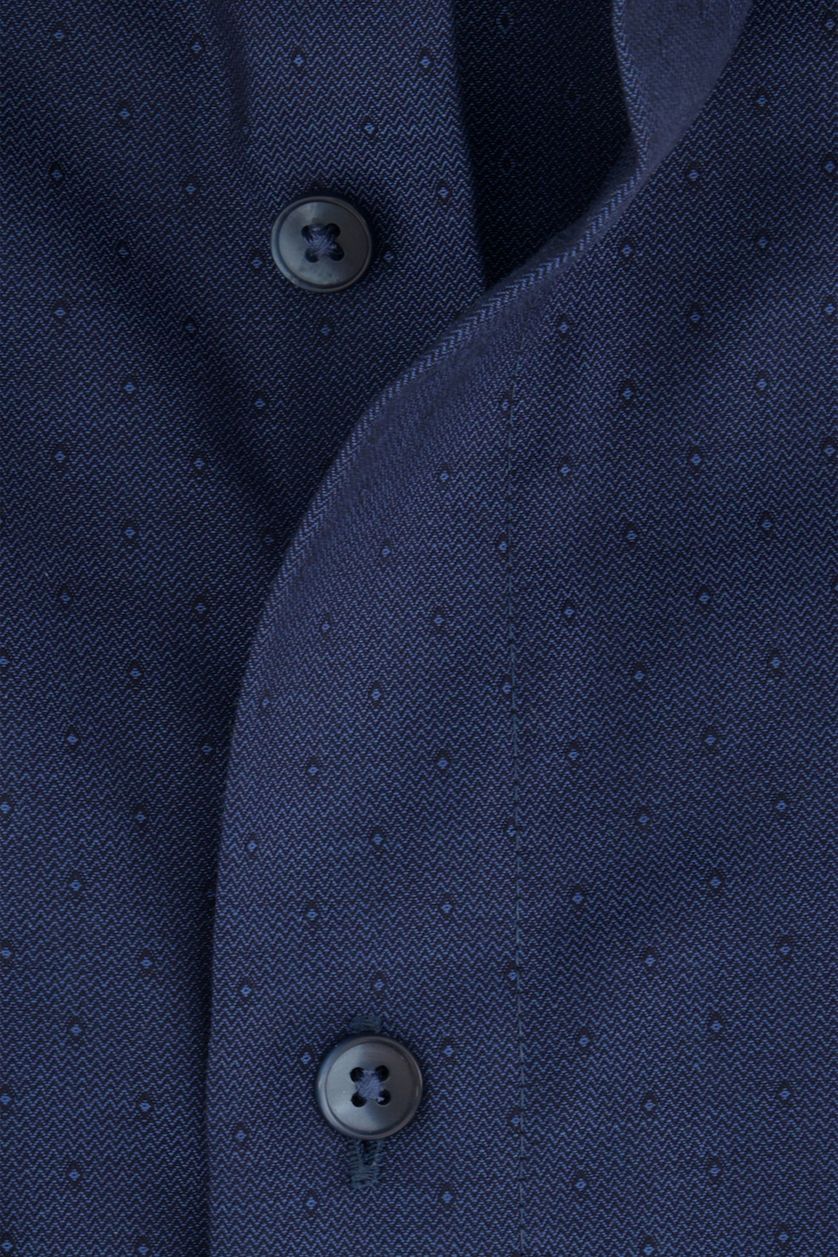 Olymp business overhemd  donkerblauw effen katoen wijde fit