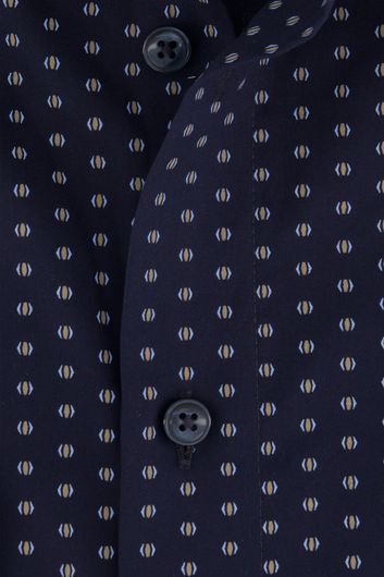 business overhemd Olymp Luxor Comfort Fit donkerblauw geprint katoen wijde fit 