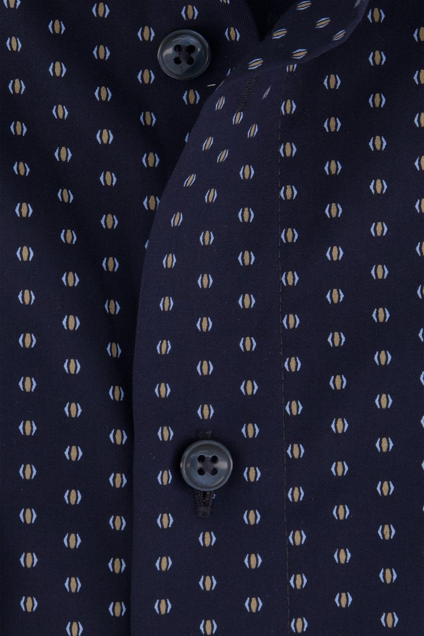 Olymp business overhemd Luxor Comfort Fit donkerblauw geprint katoen wijde fit
