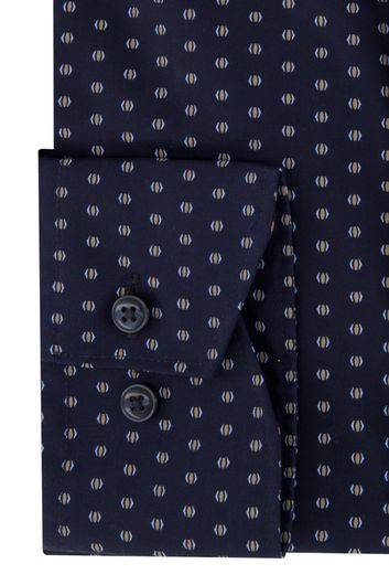Olymp business overhemd Luxor Comfort Fit wijde fit donkerblauw geprint katoen