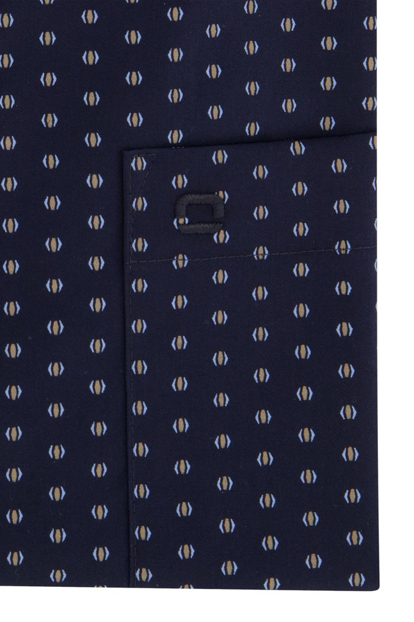 Olymp business overhemd Luxor Comfort Fit donkerblauw geprint katoen wijde fit