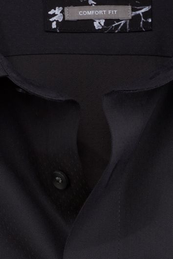 Olymp business overhemd Luxor Comfort Fit wijde fit zwart effen katoen