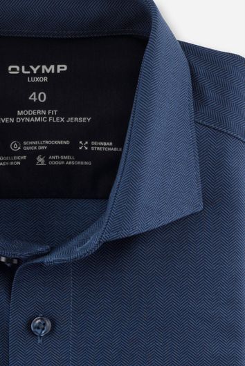 Zakelijk Olymp overhemd Luxor Modern Fit donkerblauw effen