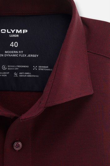 business overhemd Olymp Luxor Modern Fit bordeaux effen katoen normale fit 