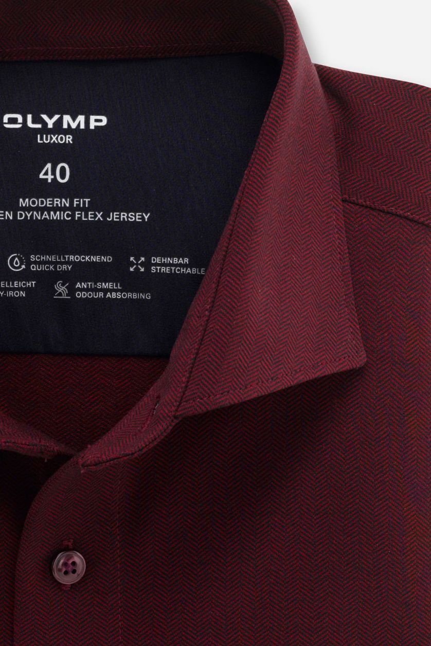 Olymp business overhemd Luxor Modern Fit bordeaux effen katoen normale fit