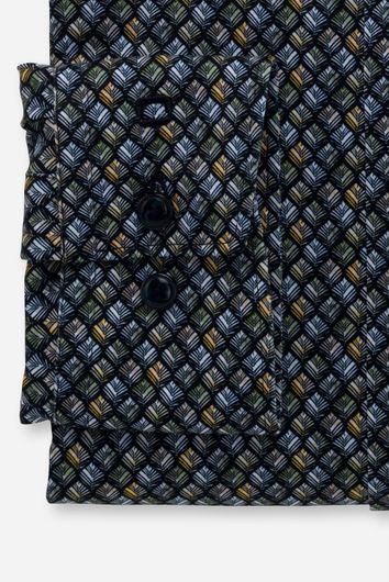 Olymp overhemd Luxor Modern Fit normale fit donkerblauw multicolor geprint