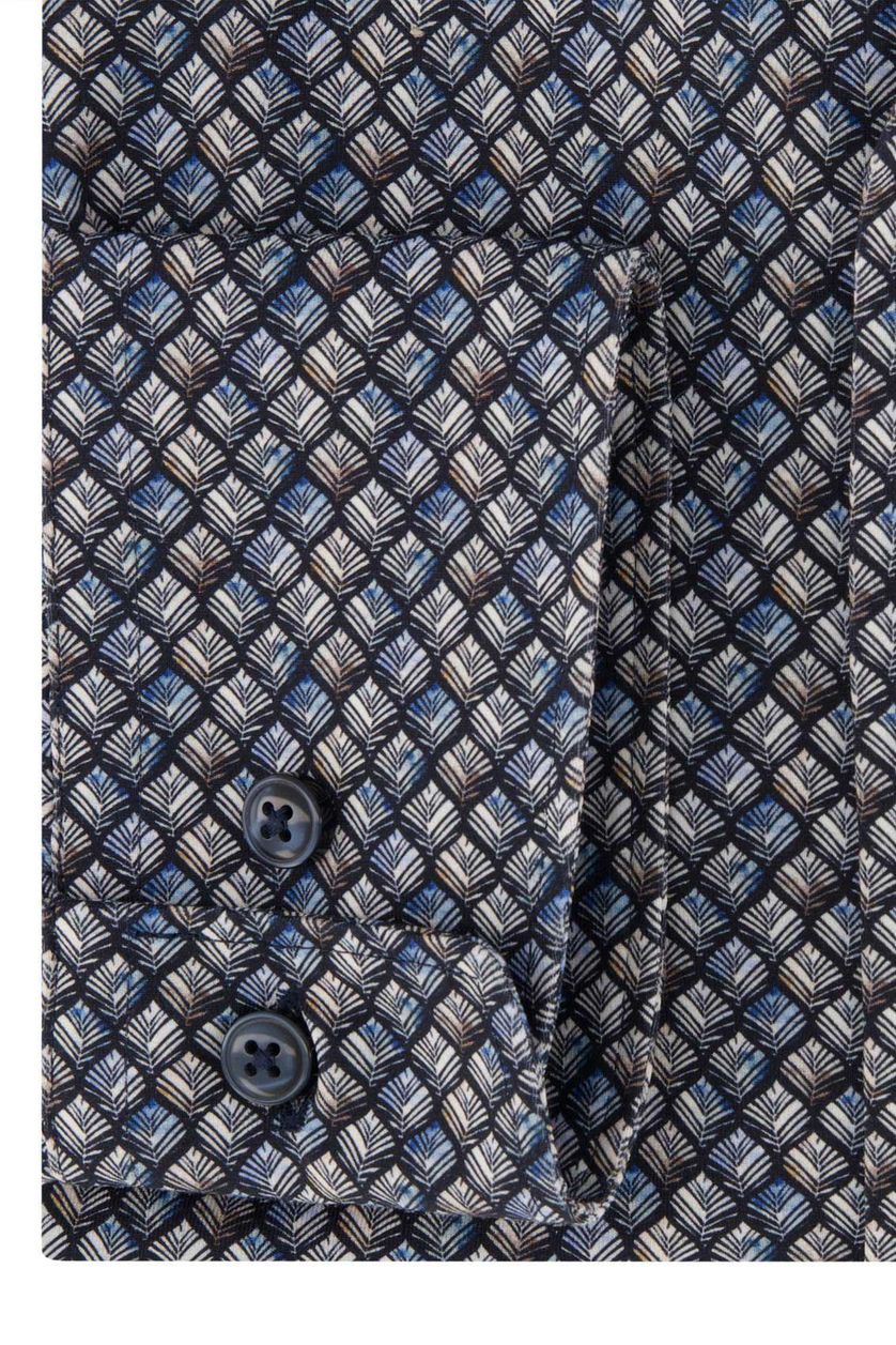Olymp overhemd mouwlengte 7 Luxor Modern Fit blauw geprint katoen normale fit