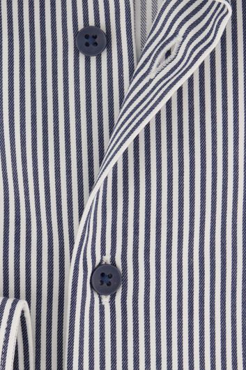 business overhemd Olymp donkerblauw gestreept katoen normale fit 