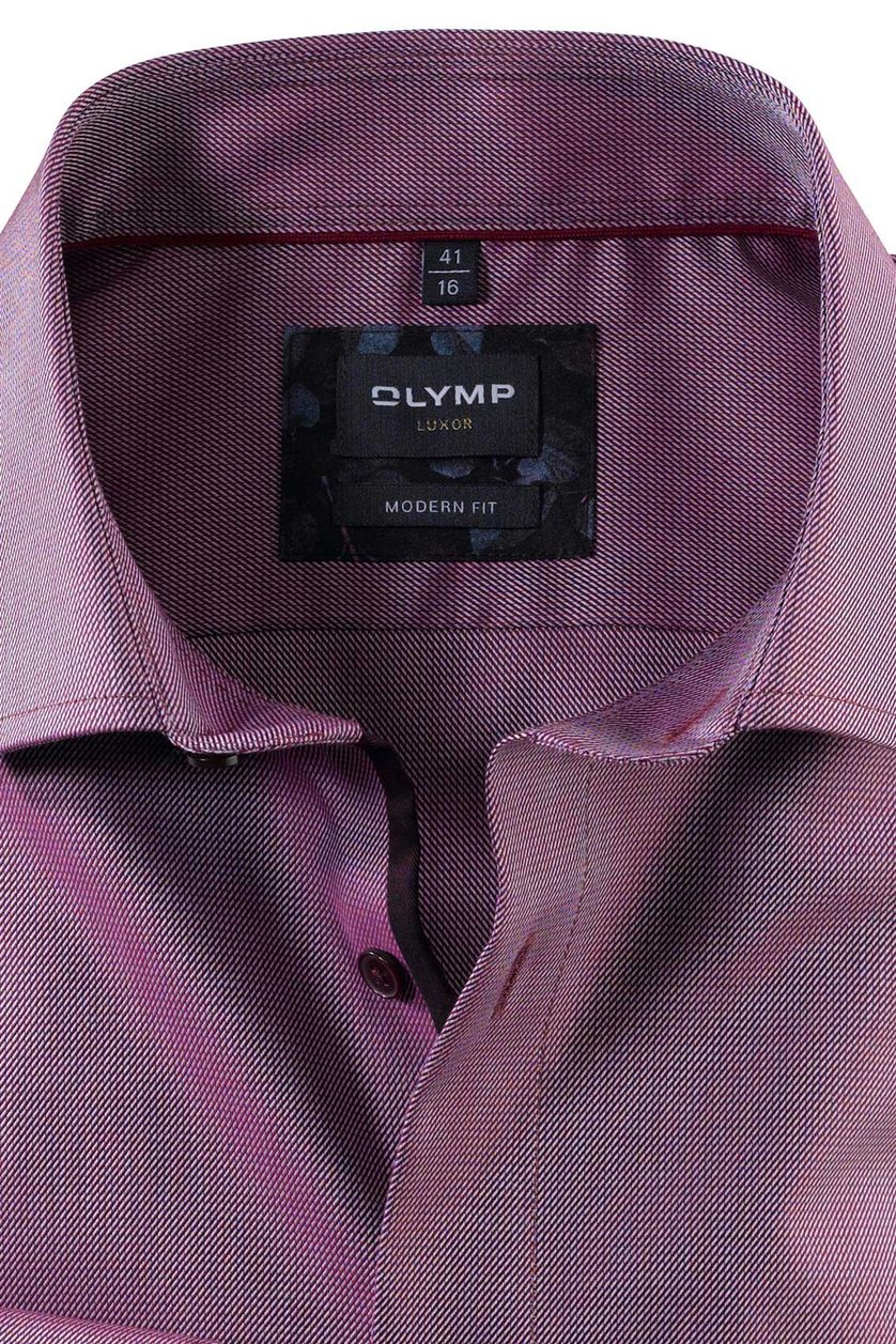 Olymp overhemd mouwlengte 7 Luxor Modern Fit paars effen katoen normale fit