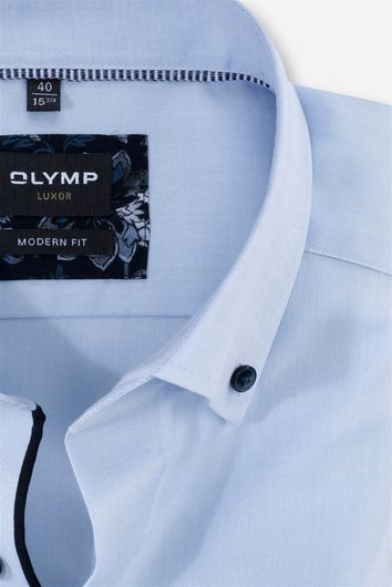 business overhemd Olymp Luxor Modern Fit blauw effen katoen normale fit 