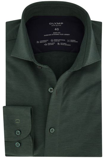 Olymp overhemd mouwlengte 7 Level Five extra slim fit groen geprint katoen