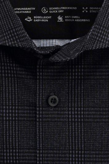 Olymp business overhemd Level Five extra slim fit grijs geruit katoen