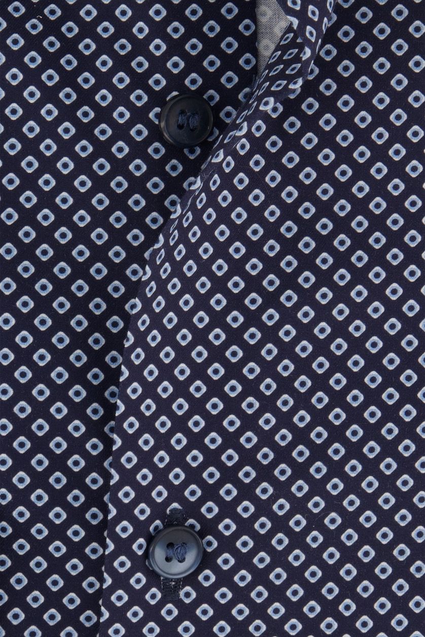 Olymp business overhemd Level Five blauw geprint katoen extra slim fit