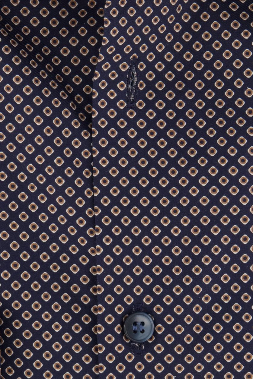 Olymp overhemd mouwlengte 7 Level Five donkerblauw geprint katoen extra slim fit