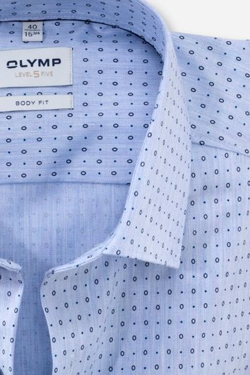 business overhemd Olymp Level Five lichtblauw geprint katoen extra slim fit 