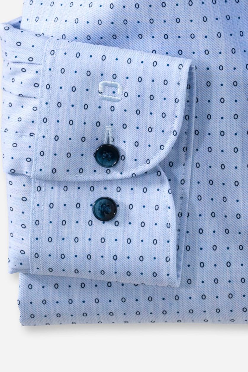 Olymp business overhemd Level Five lichtblauw geprint katoen extra slim fit