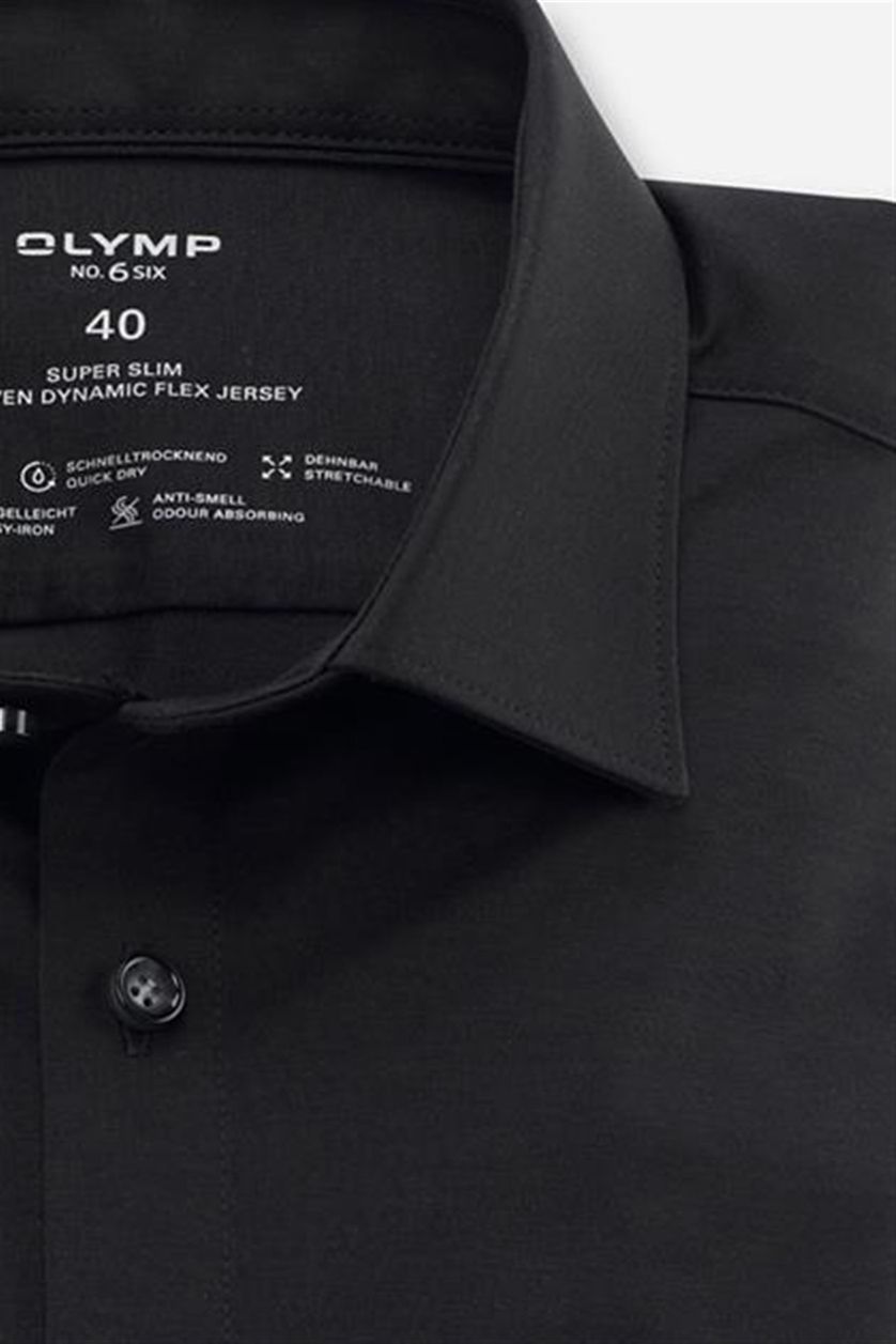 Olymp overhemd mouwlengte 7 No. 6 zwart effen katoen super slim fit