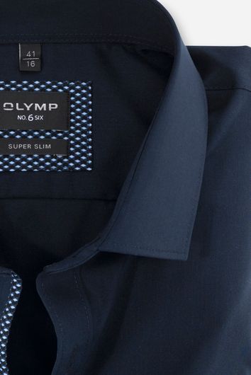 Olymp business overhemd No. 6 super slim fit donkerblauw effen katoen