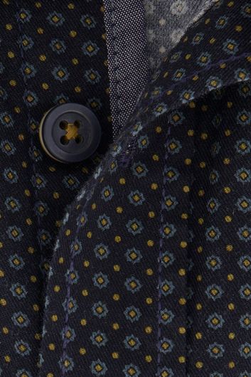 Casa Moda casual overhemd  wijde fit donkerblauw geprint katoen
