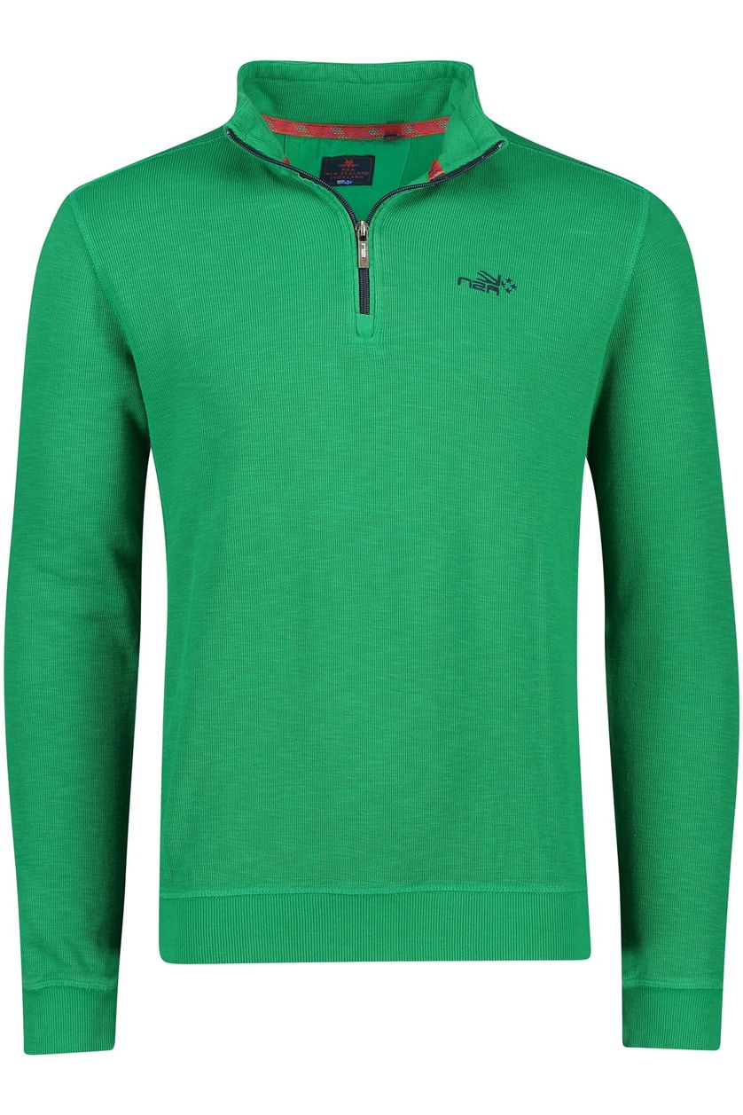 New Zealand sweater groen effen katoen ronde hals Croff