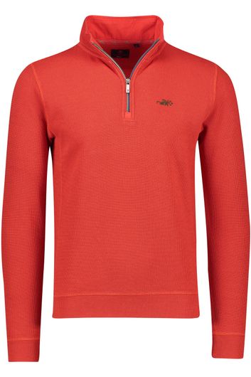 New Zealand sweater opstaande kraag rood  effen katoen