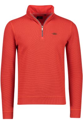 New Zealand sweater New Zealand rood effen katoen opstaande kraag 