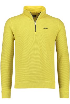 New Zealand New Zealand sweater opstaande kraag geel geprint katoen