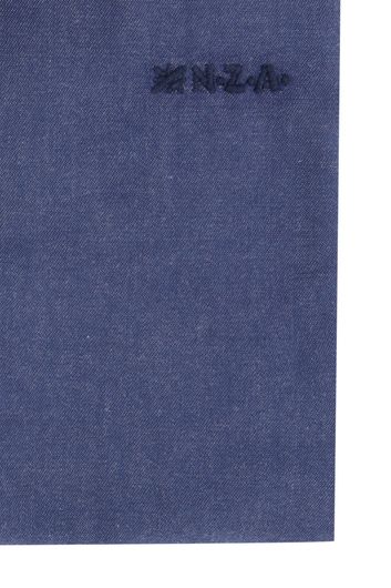 casual overhemd Mangatawhiri New Zealand blauw effen katoen normale fit 